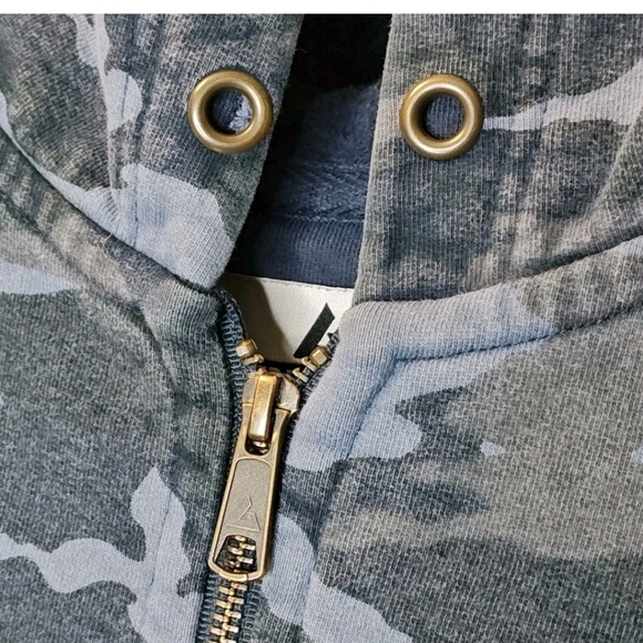 American Giant Jacket Sweatshirt Large Blue Camo Terry ZipUp Skater Grunge Gorp - Picture 11 of 12